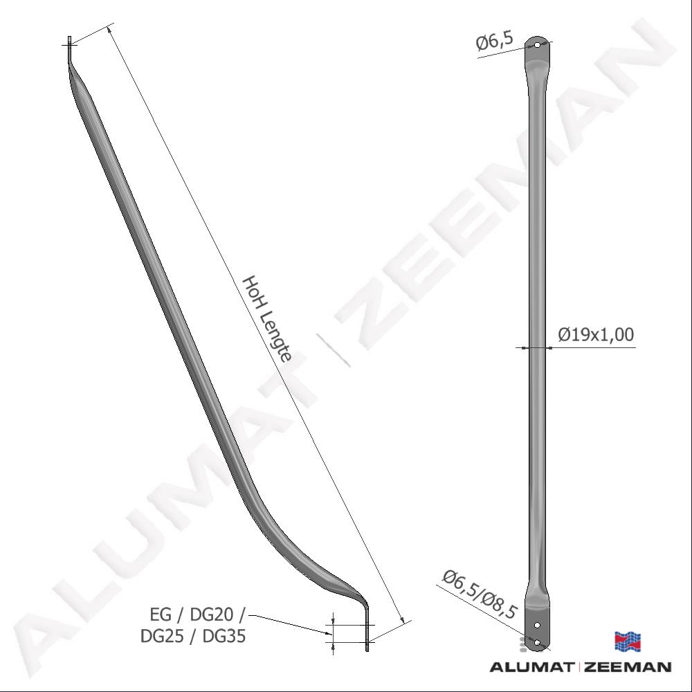 Lifter arm alu. Ø19x1,00 curved (price on request) detail 2