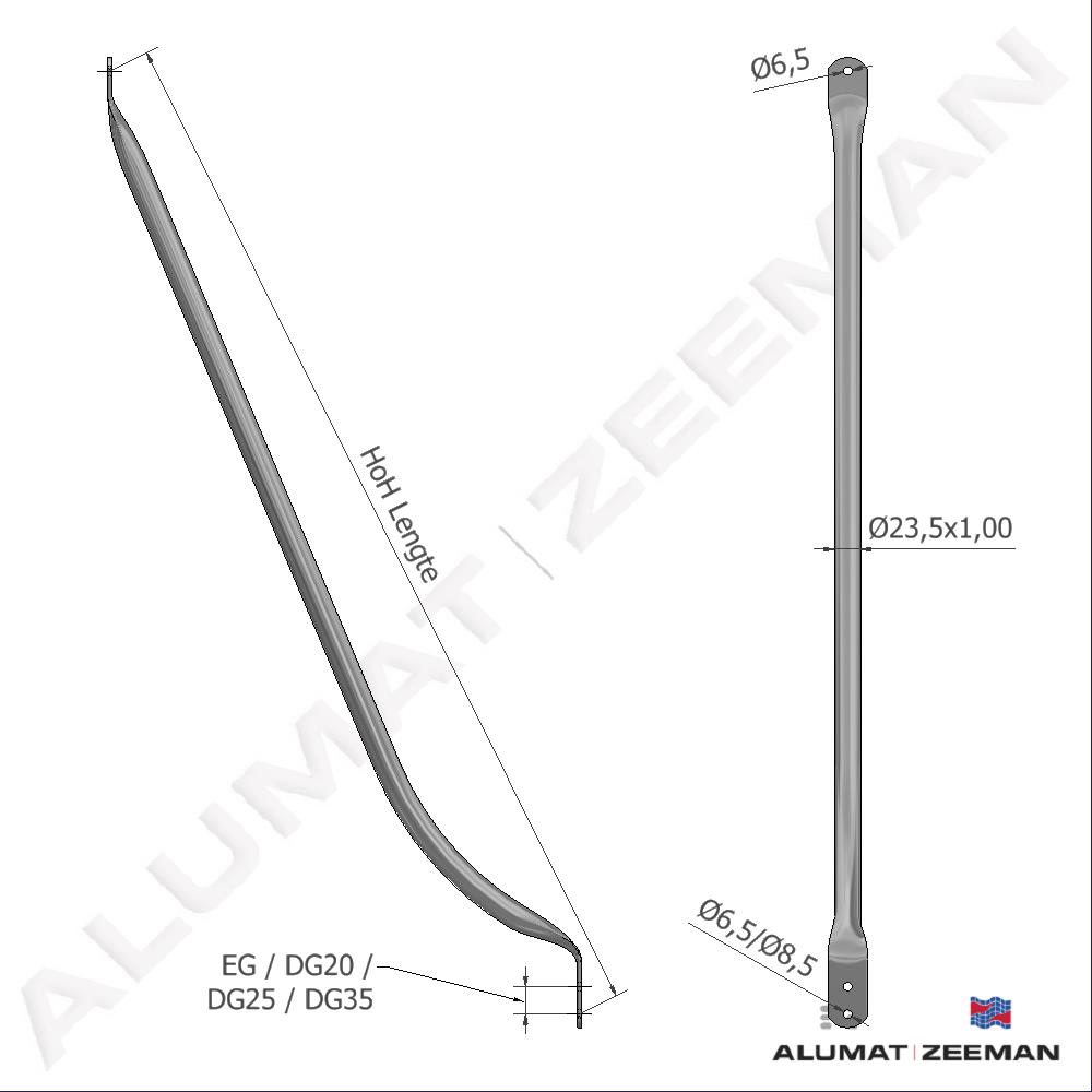 Lifter arm alu. Ø23,5x1,00 curved (price on request) detail 2