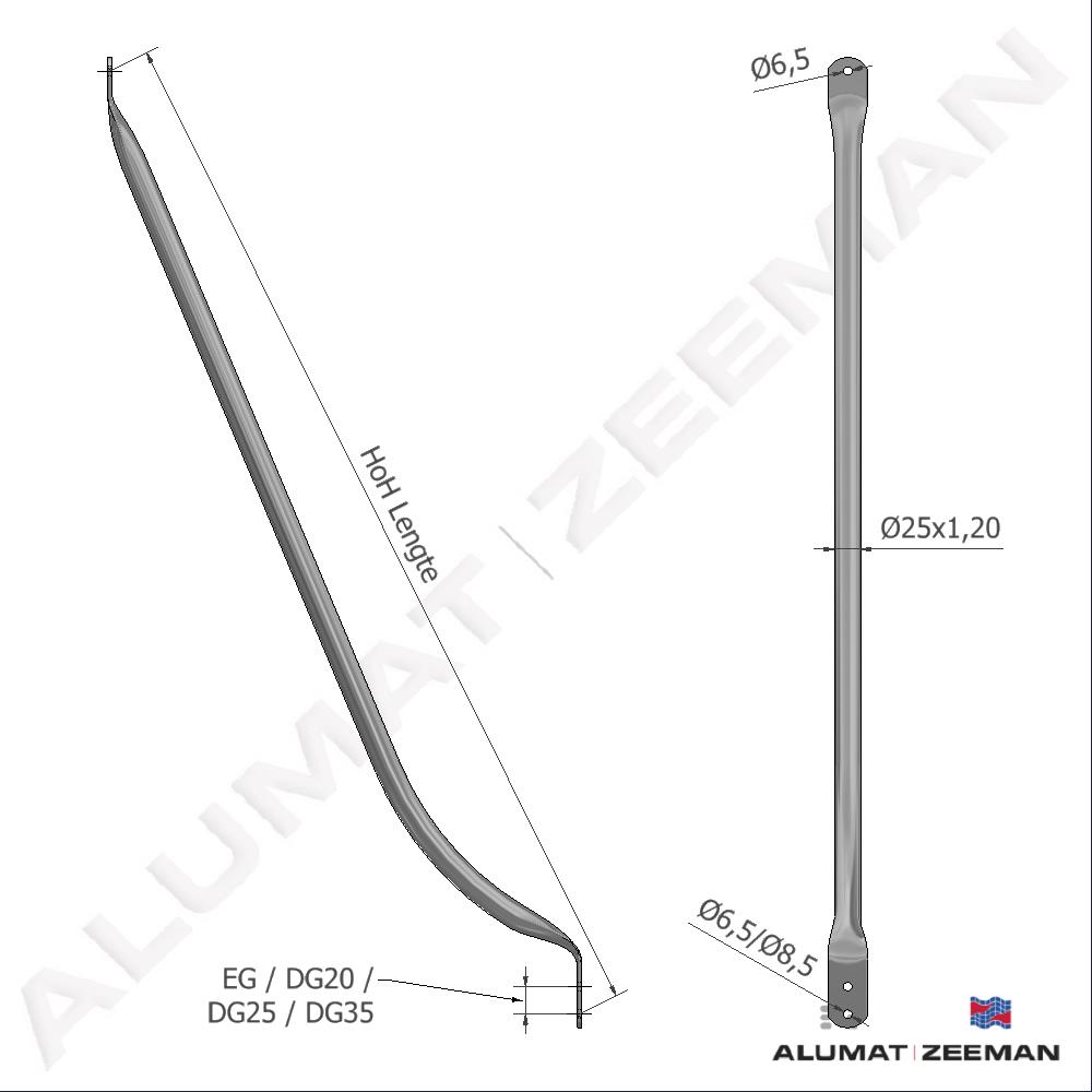 Lifter arm alu. Ø25x1,20 curved (price on request) detail 2