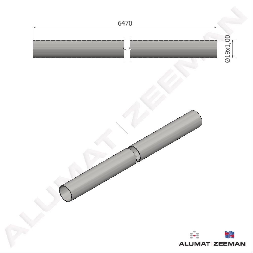 Contiflo tube Ø19x0,80 L=6470 mm smooth detail 2