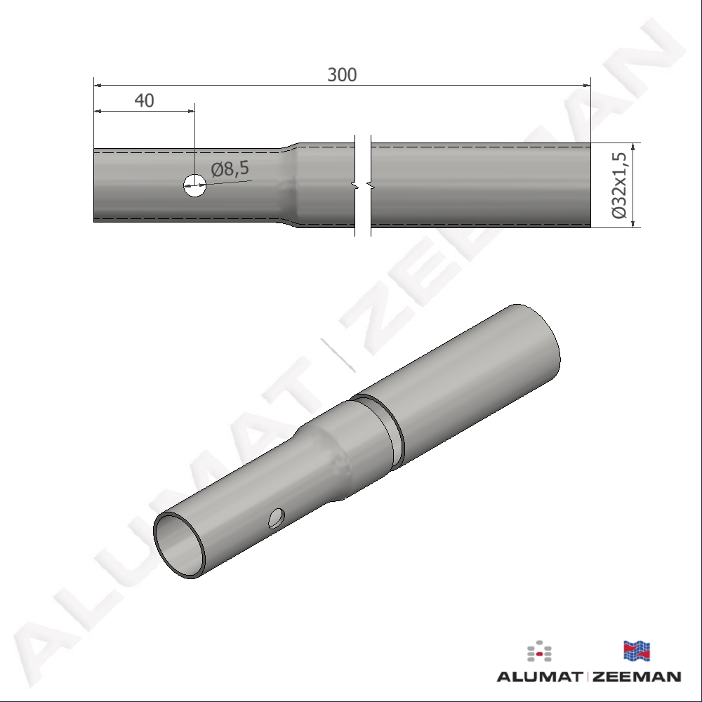 Contiflo tube Ø32x1,5 L=300 mm starting tube detail 2