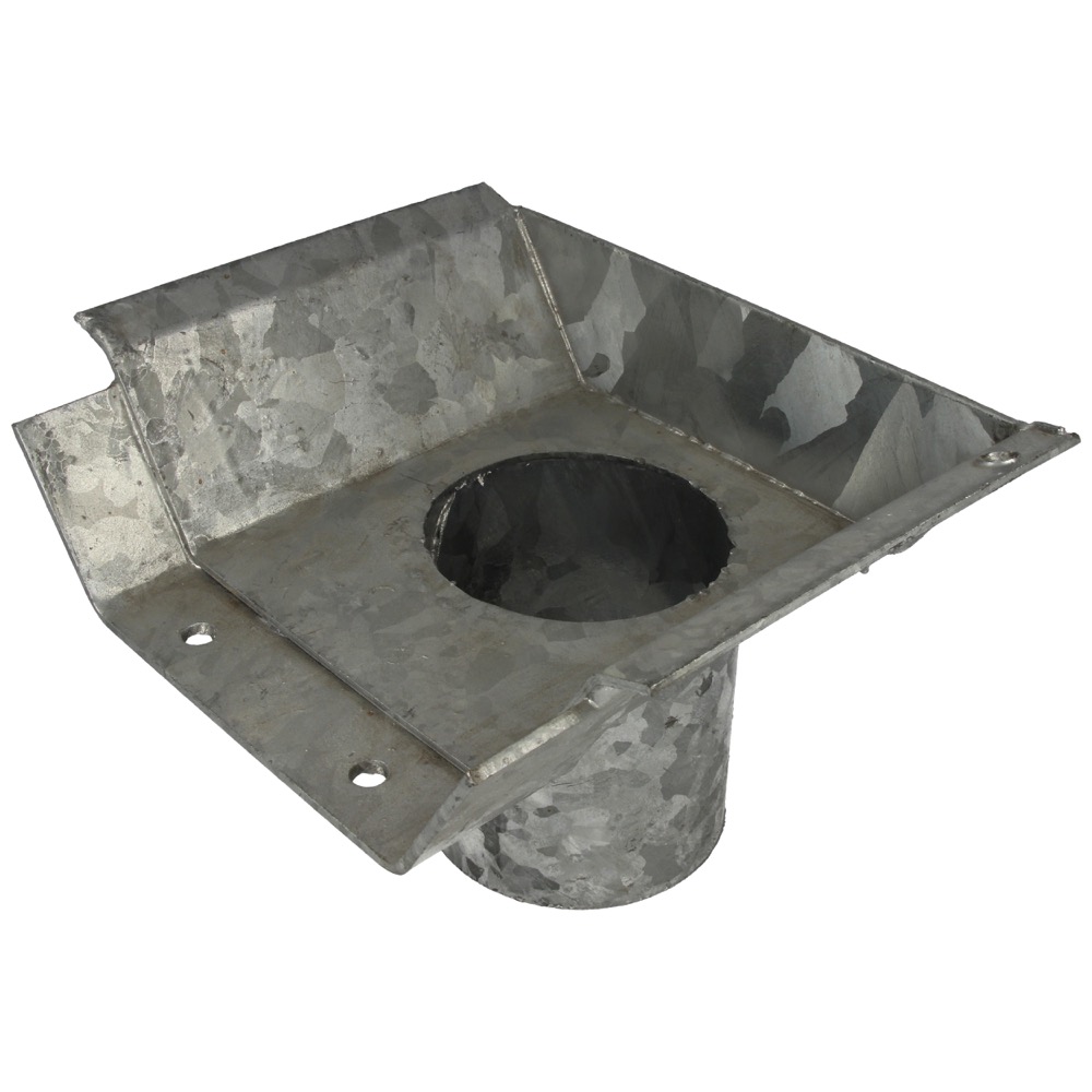 62.47.2397.00 Drain pan hd.galv. (outside), flat, with lowered end, pipe Ø95 mm