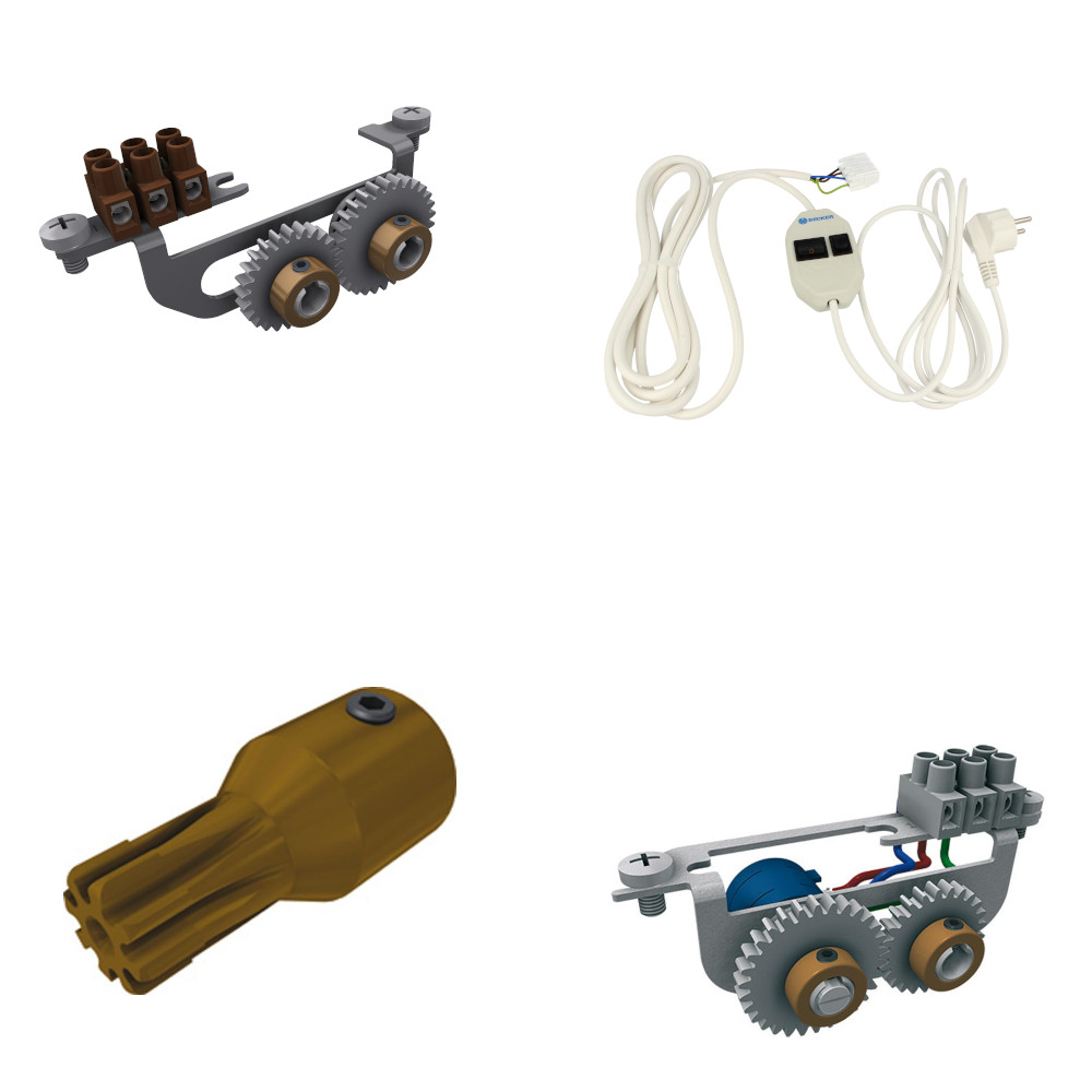 Diverse onderdelen aandrijvingen Potmeters, eindschakelaars, kabelrupsen etc.